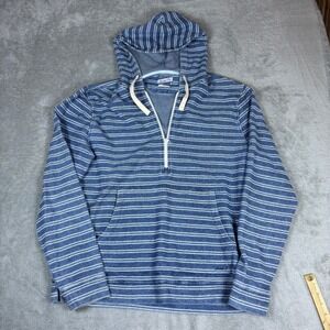 Johnnie-O Hoodie Men Large Hangin' Out Quarter Zip Striped Blue Sweater